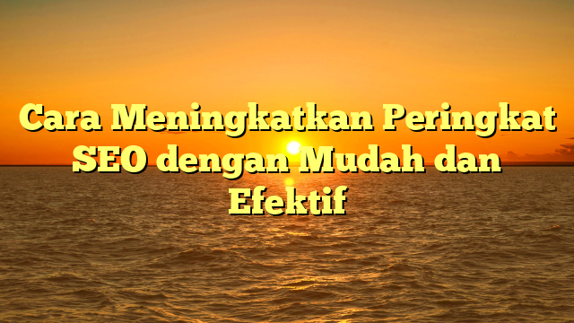 Cara Meningkatkan Peringkat SEO dengan Mudah dan Efektif