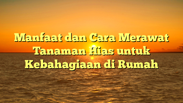 Manfaat dan Cara Merawat Tanaman Hias untuk Kebahagiaan di Rumah